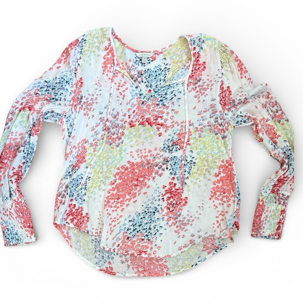 Lucky Brand. Boho Chic Colorful Floral Print Blouse – Women’s Size Medium